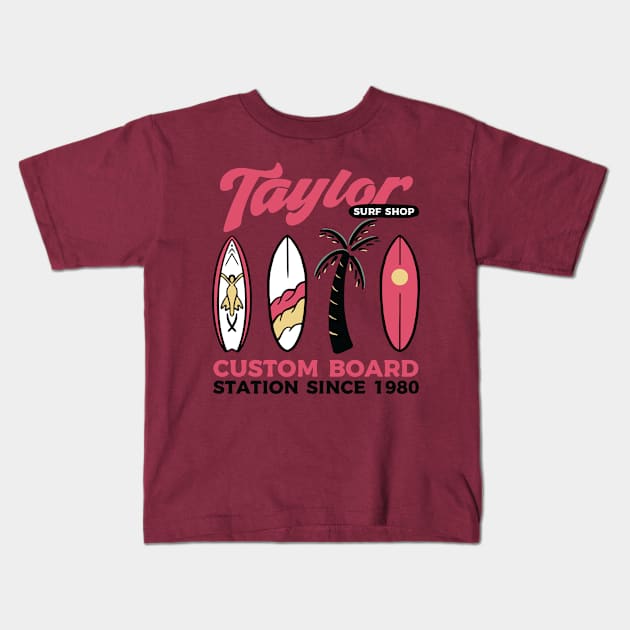 Taylor Surf Shop Kids T-Shirt by flayer.std